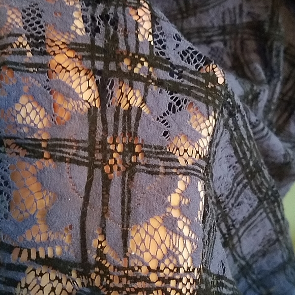 Unique plaid stretch lace sleeveless dress - Picture 3 of 4